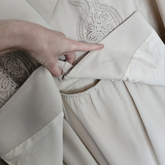 Self-Portrait Beige Tailored Crepe Lace Detail Midi Dress US Size 6 - Picture 7 of 15